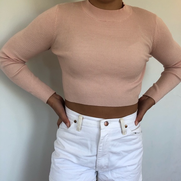 Brandy Melville Brett Mock Neck Sweater Light Pink - Picture 4 of 5